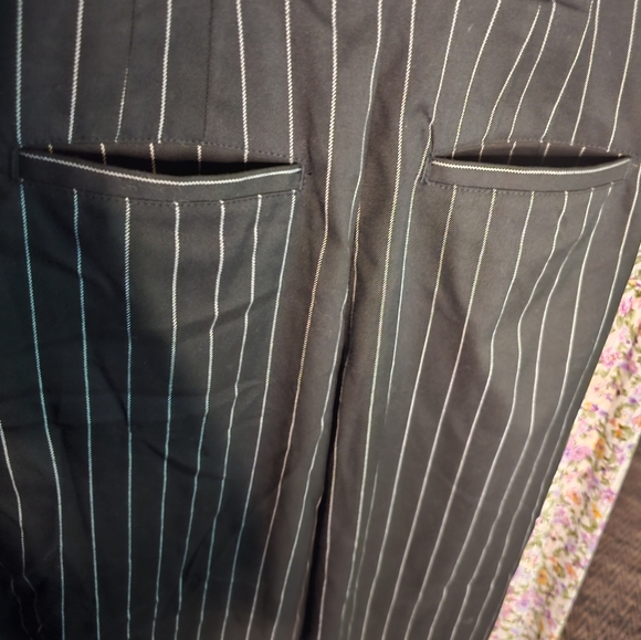 Black Pin-Striped Front Pleat Wide Leg Trouser by URBAN OUTFITTERS - NWOT - Picture 3 of 8